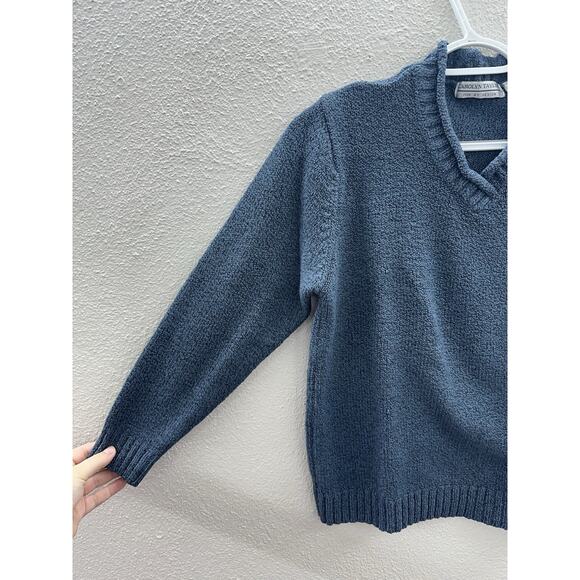 Carolyn Taylor Womens Sweater Size Small Blue Fuzzy Long Sleeve V-Neck - Picture 2 of 11